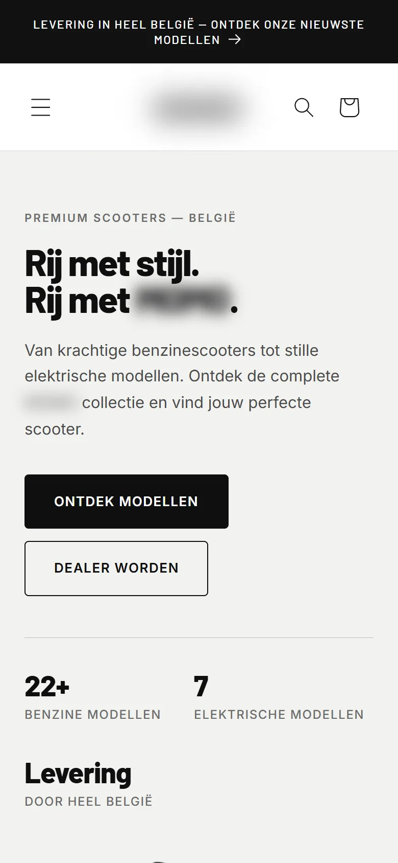 Homepage op een telefoon