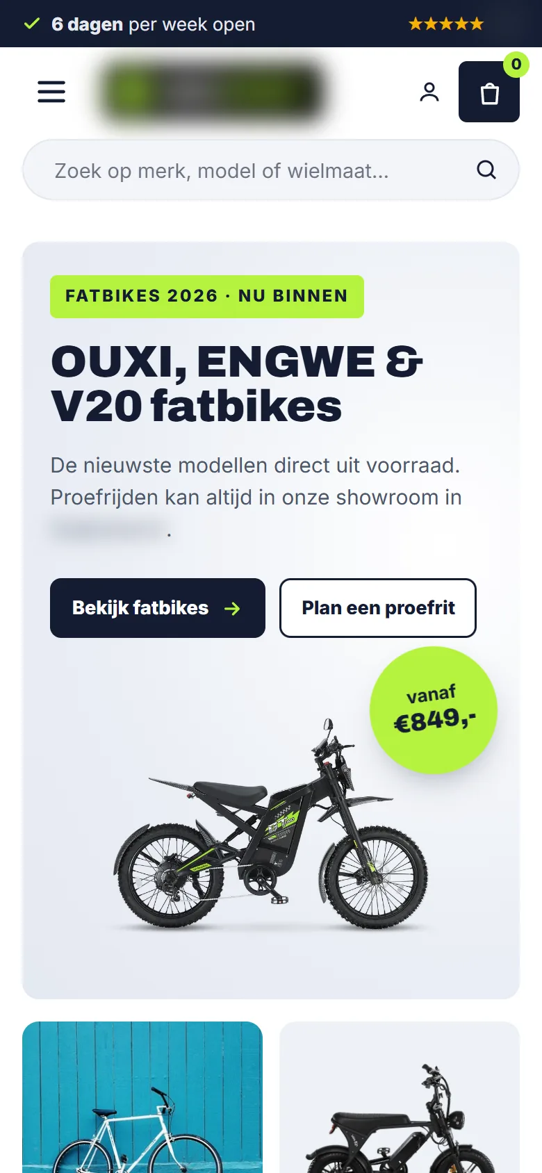 Homepage op een telefoon