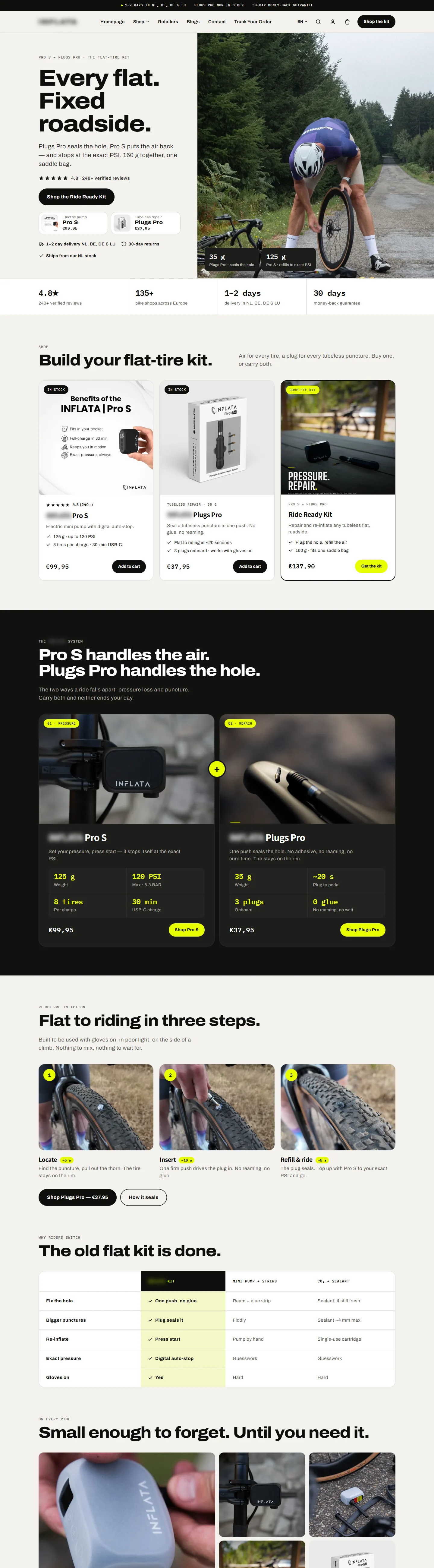 Homepage van de webshop, volledige pagina