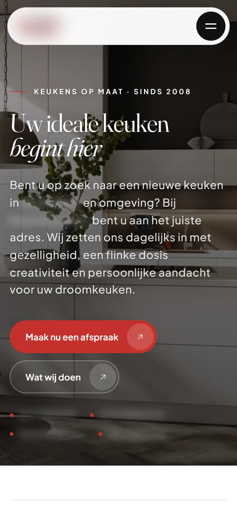 Homepage op een telefoon