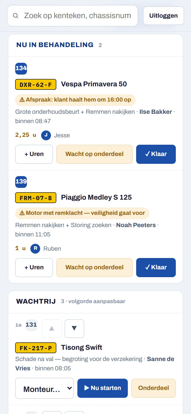 Werkvoorraad op een telefoon